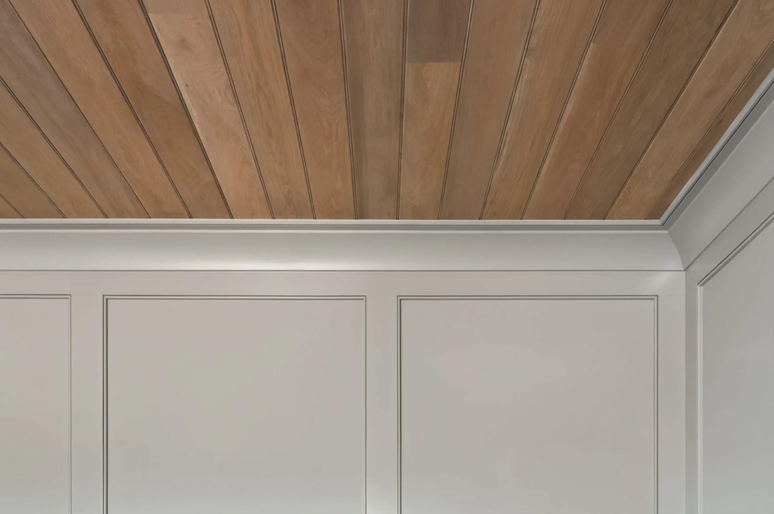 Crown molding and tongue-and-groove ceiling