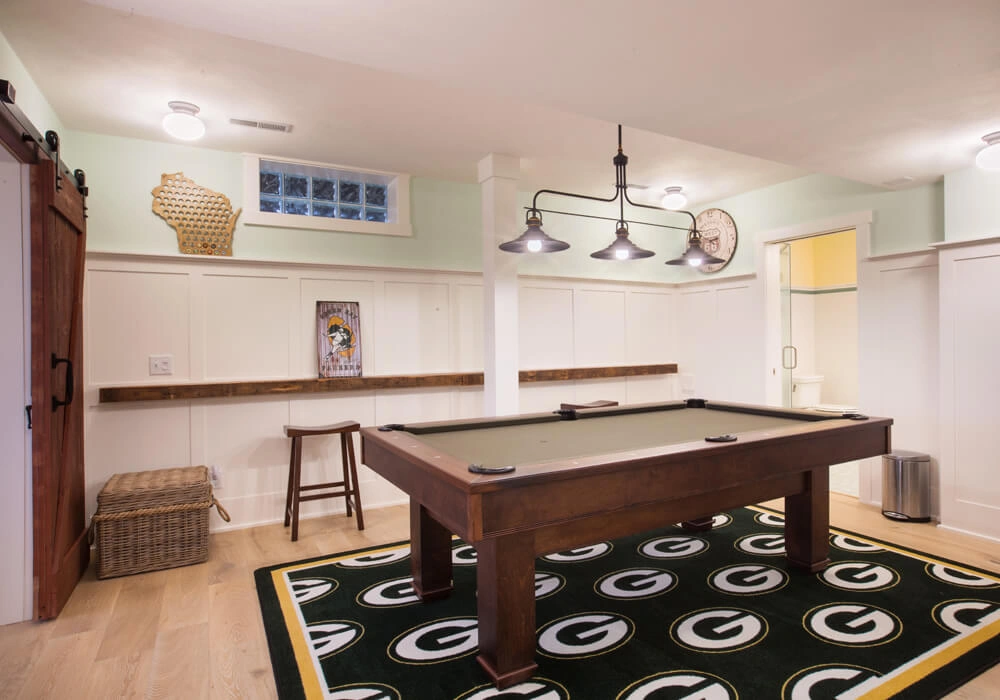 packers-themed-basement-18 - After – Billiards room and bathroom