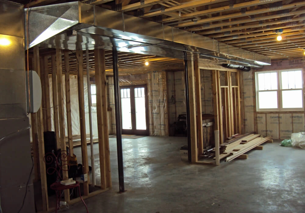 packers-themed-basement-5 - Before – Framing for future rooms