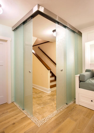 vestibule-with-frosted-glas - Vestibule with Frosted Sliding Glass Doors