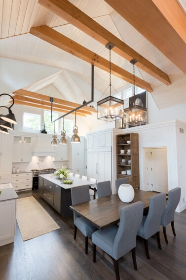 wisconsin-luxury-home-10 - Kitchen with Timber Beams