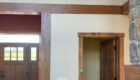 wood trim and front door installed
