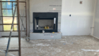 drywall and fireplace installed