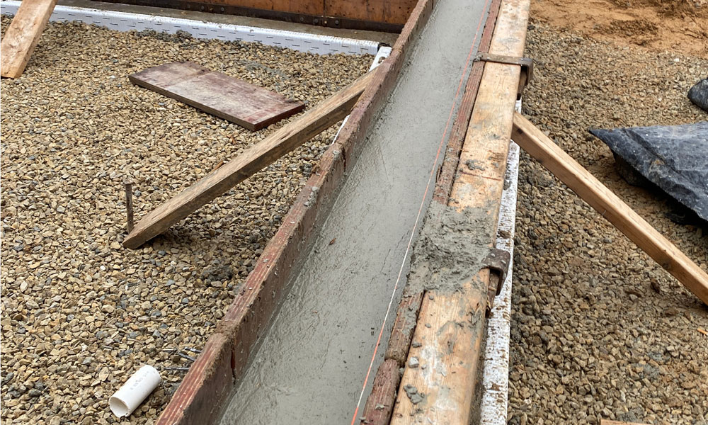 concrete poured in footings