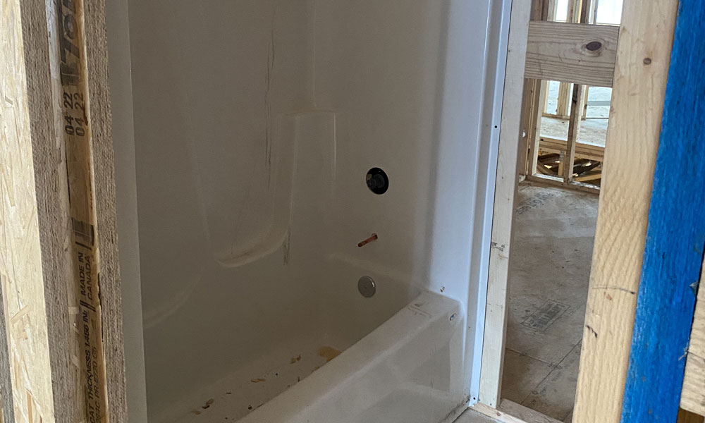 bathtub installed