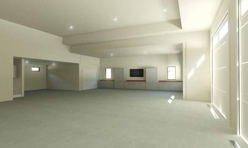 modern barndominium garage area