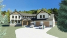 rendering of a modern farmhouse with european flare