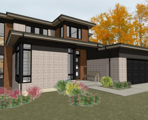 3d color rendering of a modern home