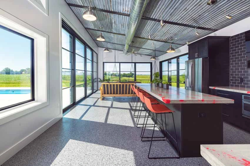 industrial_style_home21 - Indoor Patio with Sliding Doors