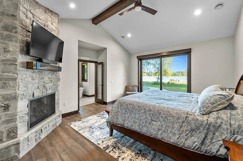 Natural-Home-with-Timber-14 - Primary Suite with Douglas Fir Ceiling Beam
