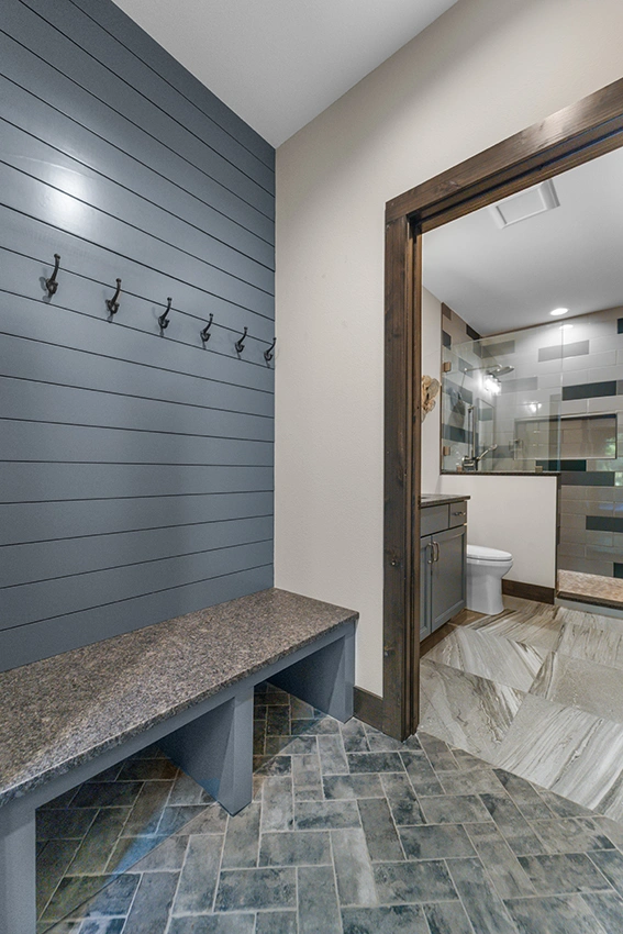 Natural-Home-with-Timber-49 - First Floor Bathroom with Shiplap Wall