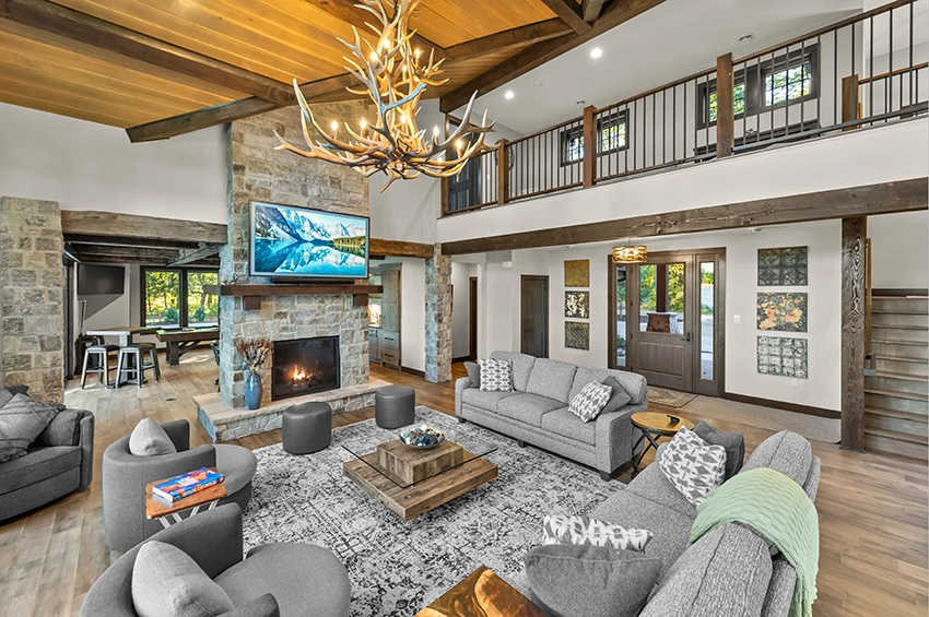 Natural-Home-with-Timber-33 - Great Room, Entry and Loft