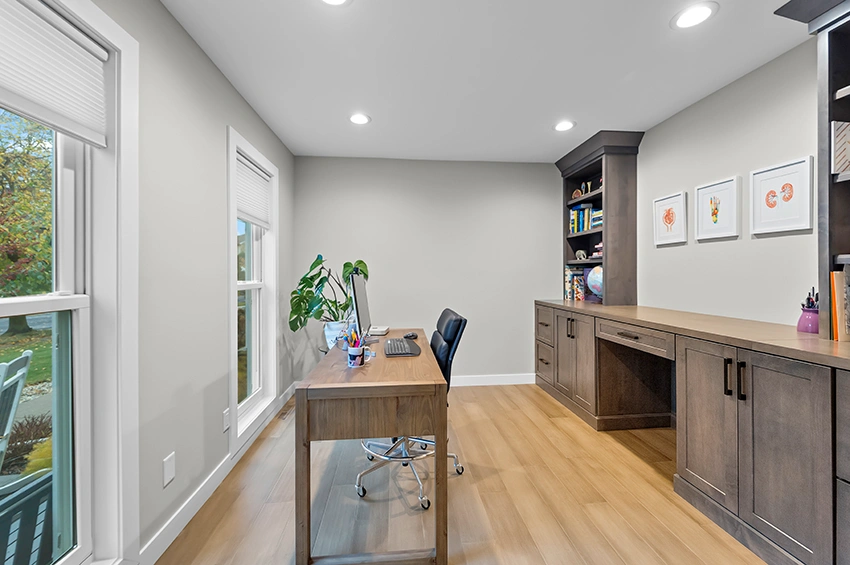 remodel-8-1 - After – Cabinetry in Smoke finish and hardwood flooring