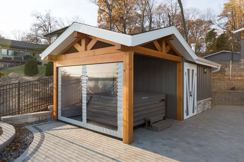 wisconsin-luxury-home-49 - Hot Tub Area with Retractable Screens