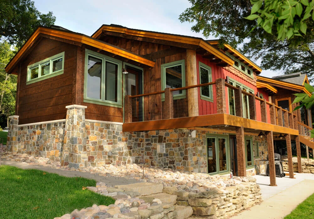 wood-exterior-remodel-wisconsin-after - After – Remodeled deck and rear façade