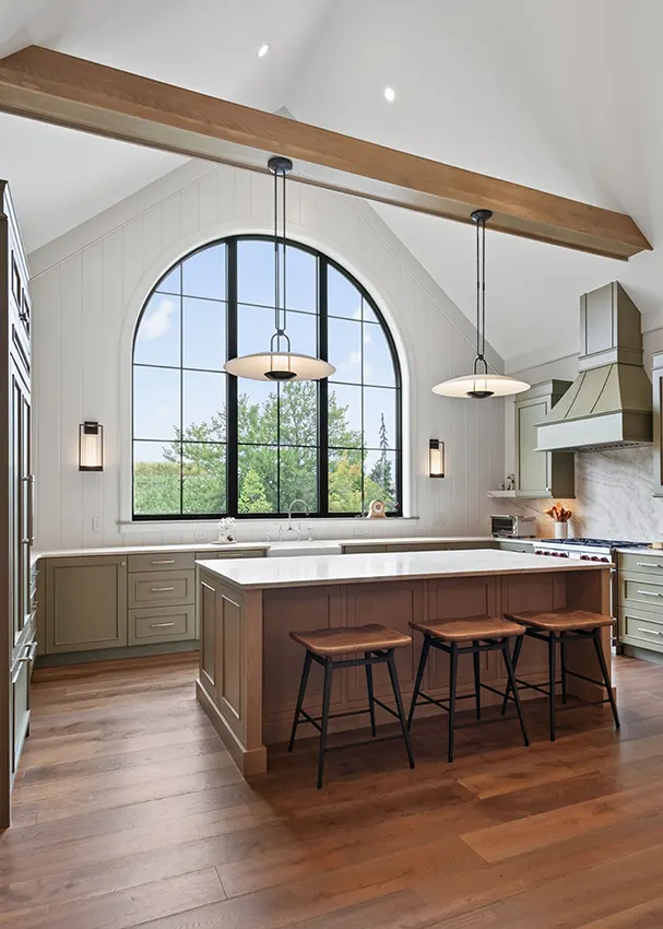 Kitchen with vaulted ceiling