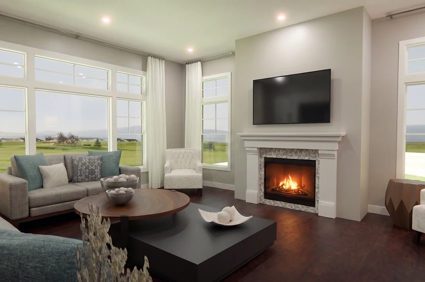Rendering of the great room as part of a multi-level addition